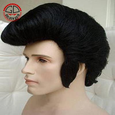 China Can be changed from straight to curly without frizz or tangling. Golden Hair Cosplay Stage Short Hair Wig Heat Resistant Synthetic Men Elvis Wig for sale