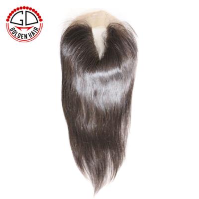 China High Quality Cheap Price Knots Full Wave 5X5 Bleached Natural Silk Low Lace Front Closure for sale