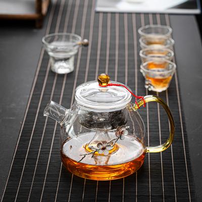 China Wholesale Viable Stovetop Safe Glass Teapot Tea Set Removable Loose Tea Cups Glass Tea Infuser for sale