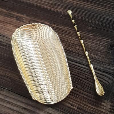 China Viable New Design Alloy Tea Spoon Set Hammer Mesh Teaspoon Tea Shovel Tea Ceremony Props for sale