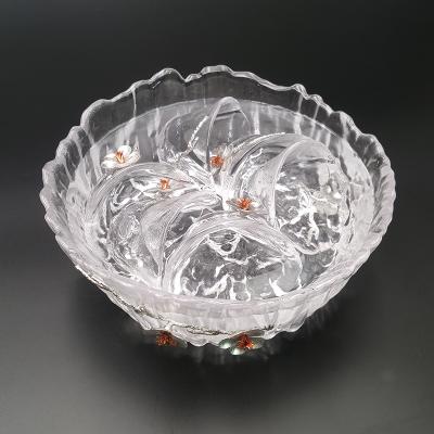 China New Design Sustainable Large Fruit Candy Salad Dessert Water Tea Water Tea Wash Bowl Vegetable Irregular Glass Bowl for sale