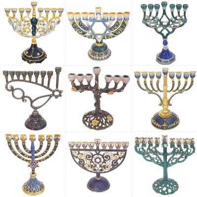 China Elegant Temple Menorah Candle Holder Metal Candlesticks Seven Branch Metal Candle Holders Decoration Home Design Latest Newcomer for sale