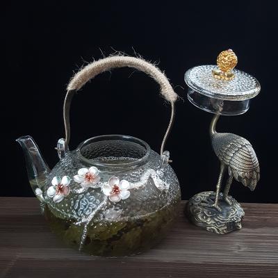 China Viable Hot Sale Metal Teapot Lid Support Crane Shape Tea Cover Stand Red-Crowned for sale