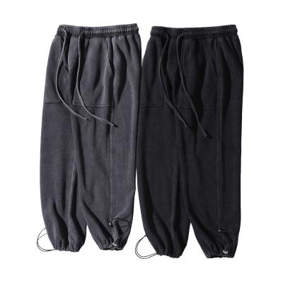 China Custom Made High Quality QUICK DRY Solid Color Wide Leg 100% Cotton Logo Track Loose Casual Pants For Men for sale