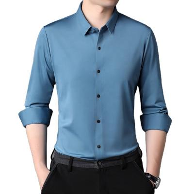 China 2021 Wholesale High Quality Professional Casual Long Sleeve Men's Solid Color Anti-Wrinkle Clothing Dress Plus Size Mens Shirts for sale