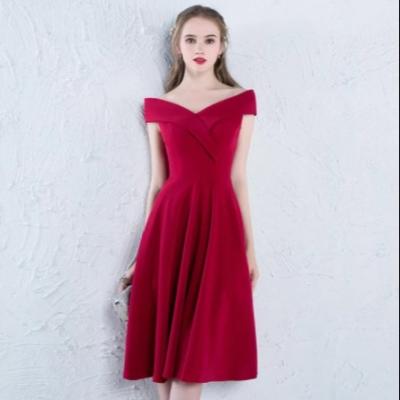 China 100% Pure Tencel Cotton Fabric 210gsm Red Lyocell Midi Dress for sale