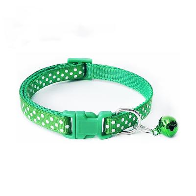 China Viable Factory Wholesale Multi-colors Dots Print Cat Dog Collar White Nylon Adjustable With Bell for sale