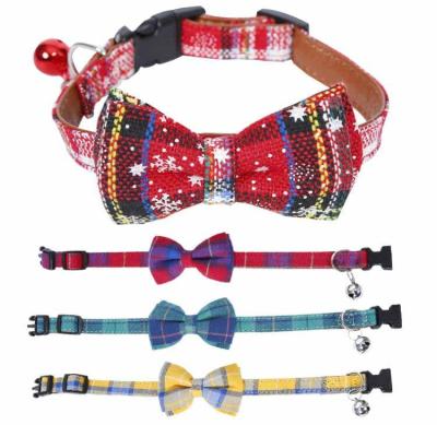 China Hot Selling DETACHED Cotton Pet Accessories Collar for Dog and Cat Plaid Adjustable Dog Collar for sale