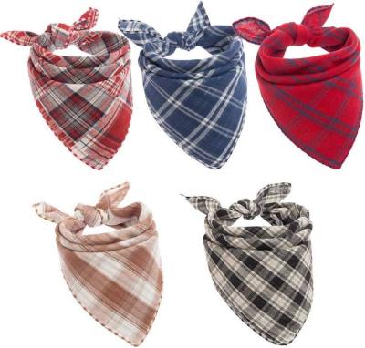 China 5 Pack Viable Reversible Plaid Printing Dog Scarf Boy and Girl Dogs Handkerchief Triangle Washable Bibs for Dogs Cats for sale