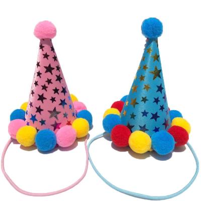 China Sustainable Pet Birthday Gift Shiny Round Shape Cute Pet Hats Dog Birthday Hat for sale