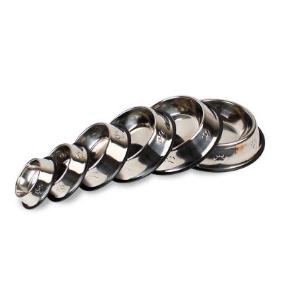 China Sustainable Pet Paw Printed Stainless Steel Dog Bowl with Rubber Base for Small/Medium/Large Dogs Pets Feeder Bowl and Water Bowl for sale