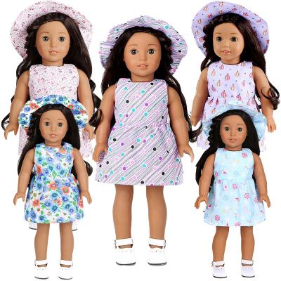 China Mini Toy Wholesale Newborn Skirt American girl 18 inch doll fashion floral dress clothes hats accessories gifts children play for sale