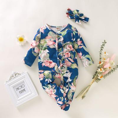 China Cute 100% Cotton 2 Pcs Autumn Winter New Baby Rompers Toddler Love&roses Romper Jumpsuit for sale