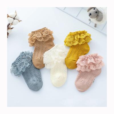 China Breathable Boutique Lace Princess Girls Lace Socks Double Toddler Kids Ruffle Socks for sale