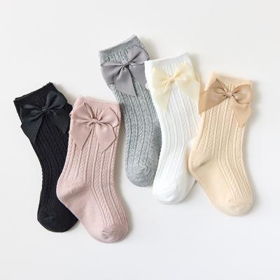 China Wholesale Breathable Cute Bow Striped Solid Color Tube Socks Little Girls Socks Kids Slouch Socks for sale