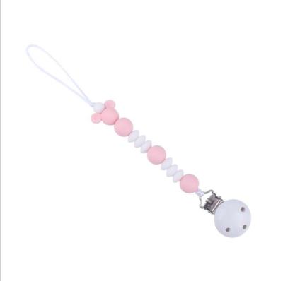 China Toy Hot Selling Various Colors Soft Soothe Baby Pacifier Clips Silicone Pacifier Chain for sale