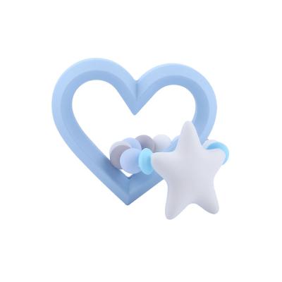 China Baby Teether Toy Solid Colors Kids Silicone Pacifier Clip Toy Wholesale Love Heart Star Soft Types for sale