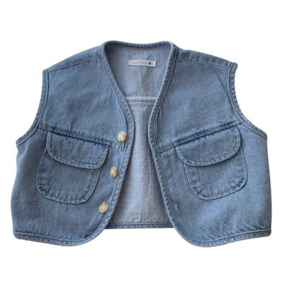 China Vest Spring Autumn Korean Children Clothing Baby Children's Cowboy Casual Coat Children's Sleeveless Vest for sale