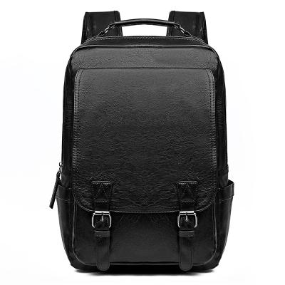 China Large Multifunctional Waterproof Waterproof Men Backpack Soft PU Leather Laptop Backpack for sale