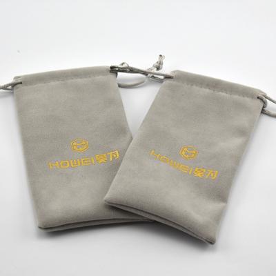 China Cheap Custom Logo Watch Necklace Sunglasses Gift Dust Packaging Bag Jewelry Drawstring Suede Cosmetic Bag Recyclable for sale