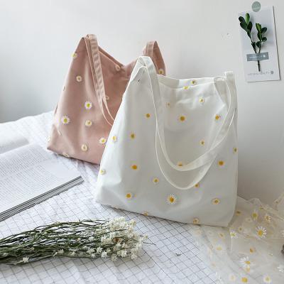 China Factory Direct Custom Handled Embroidery Mid Size Cotton Fashionable Shopping Tote Bag for sale