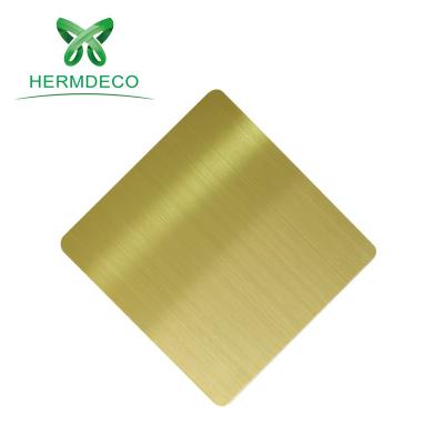 China Decoration & Manufacture 4X8ft Ti 304 Gold Colored Hairline Finish Stainless Steel Sheet Metal SS Decorative Plates Supplier for sale