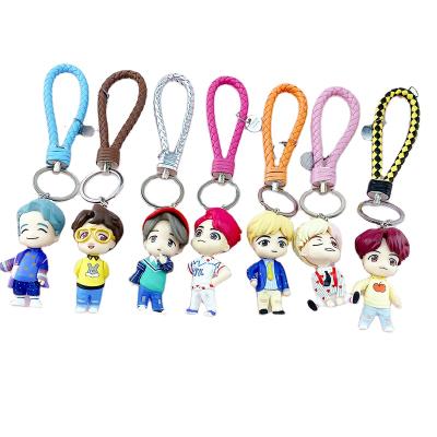 China Fashion Dropshipping Cartoon Ring Key Chain Ring Korean Style BT21 Trend Popular Men's Women's Bags Auto Parts Acrylic Pendant Keychain for sale