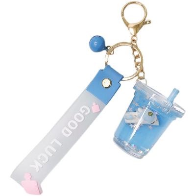 China Fashion Unicorn Milk Tea Cup Car School Bag Pendant Drift Bottle Girl Heart Ornament Dropshipping PVC Soft Key Chain for sale