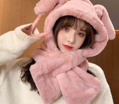 China Dropshipping Cute Rabbit Ears Hat Female Winter Thick One-Piece Thick Warm Hat for sale