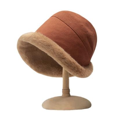 China COMMON dropshipping plus velvet lamb hair fisherman hat casual wide brim plush warm basin hat for sale