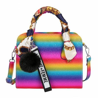 China 2021 High Quality New Fashion Women Colorful Rainbow Shoulder Cross - Body Bag Ladies PU Leather Handbags for sale