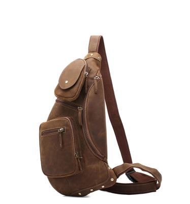 China Multifunctional Sling Backpack Top Grain Leather Cross - Body Messenger Chest Men Tote Bag for sale