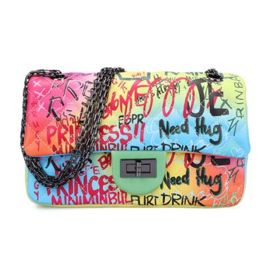 China Wholesale fashion graffiti shoulder bags lady handbag factory designer handbags pinch woman colorful graffiti leather handbags for sale