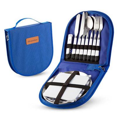 China Convenient and Quick Outdoor Picnic Bag Picnic Cutlery Set Solid Color Lunch Carry Bag for sale