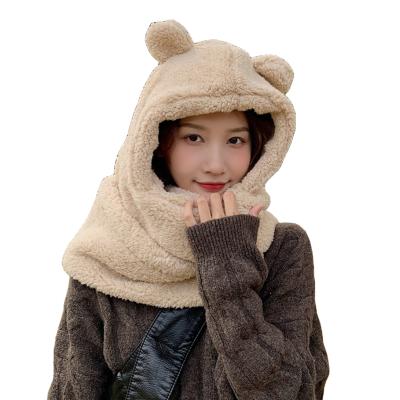 China Soft Smooth Feeling Jennie Ladies Backing Hats Winter Female Scarf And Plush Thick Warm Bib Cute Costume for sale