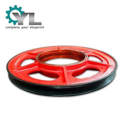 China energy & Heavy Duty Load Machine Port Crane Wheel Cast Iron Rope Belt Pulley Pulley Pulling Wheel for sale