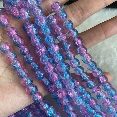 China Garment Stock /Accessories/Jewelry DIY Decoration/For Sale Multi Colored Beads 8mm Split Glass Beads With Lines for sale