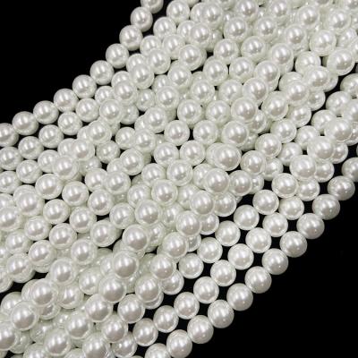 China Garment Stock /Accessories/Jewelry Decoration DIY/For Sale Pearl Factory White Beads 10mm Round Glass Pearl Beads For Jewelry Making for sale