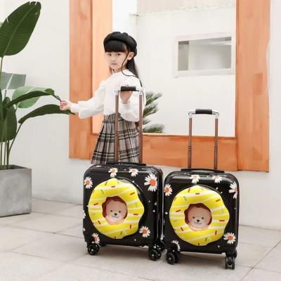 China Custom Portable PC Cute Children Travelling School Bag Rolling Hard Kids Cute Travel Suitcase Kid'S Luggage for sale