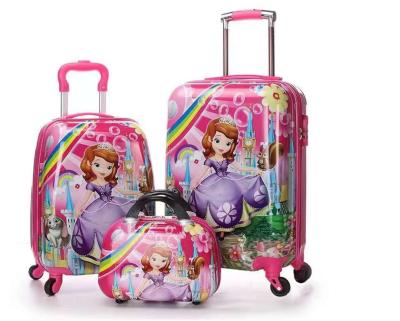 China New Wholesale Cartoon Images 13 16 20Inch Pc Kids Luggage Custom Children Suitcase Unicorn 3d Print Kids Trolley for sale