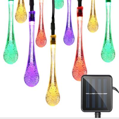 China Hesheng Holiday Solar Lamp String Water Drop Shape Led Stake Lights Outdoor Decorative Holiday Weather Light for sale