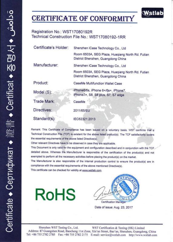 RoHS - Shenzhen iCase Technology Co., Ltd.