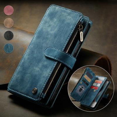 China Anti-drop CaseMe for iphone 13 Pro Mini Max 13 Case Zipper Flip Wallet Case With Kickstand Leather Case For Samsung A51 A71 S21 A50 A70 for sale