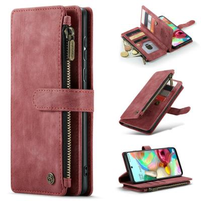 China Anti-drop CaseMe A51 Zipper for iphone 13 Pro Max Mini Folio Case for Samsung Galaxy A51 A71 A50 A70 S21 4G Card Holder for Samsung A51 for sale