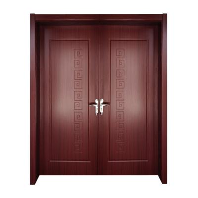 China Chinese Style Sound Insulation Non-Cracking Cheap Interior PVC MDF Double Sheet Wood Door for sale