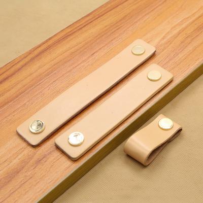 China Popular High Quality Modern Beige Modern Drawer Handle Leather Cabinet Pull for sale