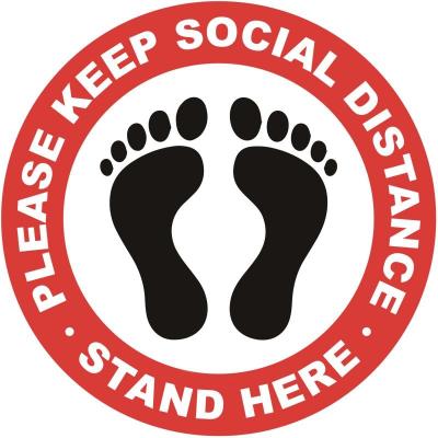 China Round Social Distancing Floor Decals Stickers, Safety Floor Sign Marker, Stand Here Floor Sticker for sale