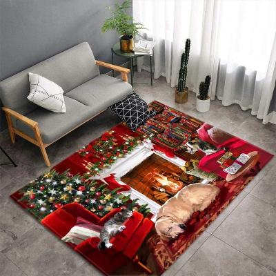 China Elastic Breathable Play Mats Bedroom Carpets Snowman Santa Claus Kitchen Rug Comfort Merry Christmas Living Room Rug Home Decor Floor Mat Kid Gift for sale