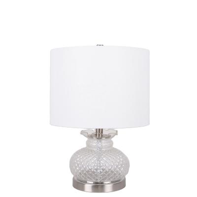 China Eco - Friendly Modern Style Clear Hotel Glass Table Lamp With Silver Metallic Base for sale