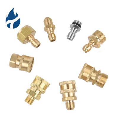 China China-chic new high pressure parts M14 brass M22 1/4 male-female joint threaded quick connector copper pipe fittings for sale